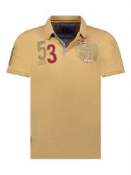 Geographical Norway Koszulka polo "Kelan" w kolorze beżowym rozmiar: S. Brązowe koszulki polo Geographical Norway, s, bez wzorów, z bawełny, bez kołnierzyka, bez ramiączek. Za 48.28 zł.