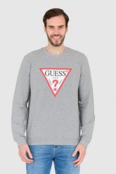 GUESS Bluza szara slim fit. Szare bluzy Guess, l, z aplikacjami, bez kaptura. W wyprzedaży za 198.99 zł.