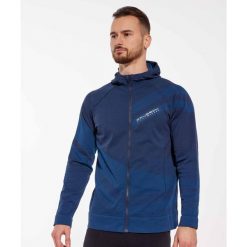 Bluza męska wełniana z kapturem Brubeck THERMO WOOL by Pustelnik. Niebieskie bluzy z kapturem Brubeck, m, bez wzorów, z wełny, z kapturem. Za 439.00 zł.