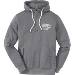 Bluza z zamkiem i kapturem Regular Fit bonprix szary. Szare bluzy marki bonprix, z nadrukiem. Za 49.99 zł.