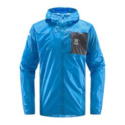 Kurtka turystyczna męska Haglöfs L.I.M Shield Hood przeciwwiatrowa. Niebieskie kurtki Haglöfs, l, bez wzorów, bez kaptura. Za 660.00 zł.