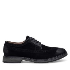 Półbuty Gino Rossi. Czarne eleganckie półbuty Gino Rossi, bez wzorów, bez obcasa, bez zapięcia. Za 223.99 zł.