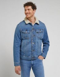 LEE SHERPA JACKET MĘSKA KURTKA JEANSOWA JEANS TRUE BLUE L87AMWA03. Niebieskie kurtki Lee, l, bez wzorów, z jeansu, bez kaptura. Za 359.99 zł.