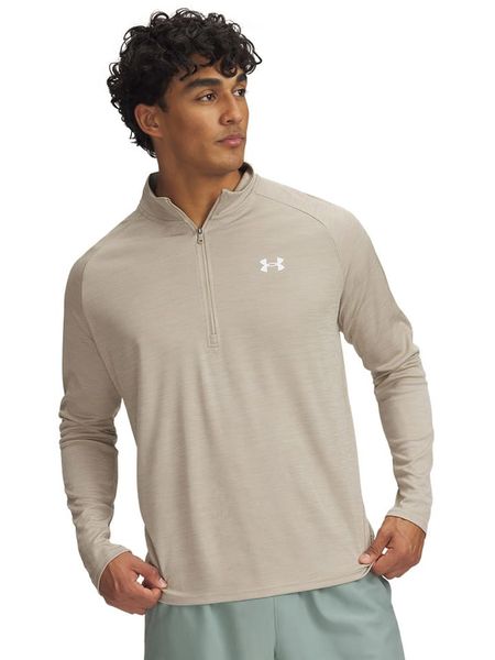 Under Armour Koszulka funkcyjna w kolorze beżowym rozmiar: XXL. Brązowe t-shirty sportowe Under Armour, bez wzorów, bez ramiączek, outdoorowe. Za 109.26 zł.