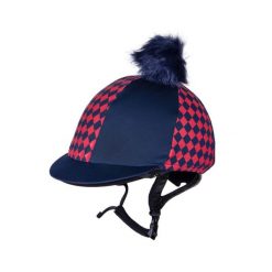 Czapka na kask jeździecki QHP Omaha. Niebieskie czapki z daszkiem QHP, bez wzorów, z elastanu. Za 164.00 zł.