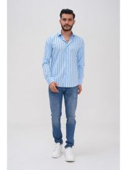 Basics & More Koszula - Regular fit - w kolorze błękitnym rozmiar: XL. Niebieskie koszule Basics & More, xl, bez wzorów, z bawełny, bez kołnierzyka, bez ramiączek. Za 128.25 zł.