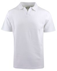 Dzianinowa Koszulka Polo - Dekolt Bez Guzików - Brave Soul - Biała. Białe koszulki polo Brave Soul, l, bez wzorów, z bawełny, bez kołnierzyka, bez ramiączek. Za 99.00 zł.