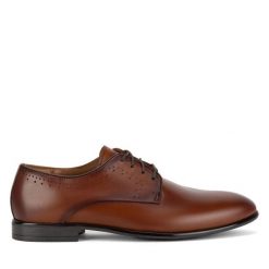 Półbuty Lasocki. Brązowe eleganckie półbuty Lasocki, bez wzorów, bez obcasa, bez zapięcia. Za 229.99 zł.