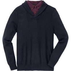 Sweter z koszulową wstawką Regular Fit bonprix ciemnoniebieski. Swetry nierozpinane marki bonprix. Za 129.99 zł.