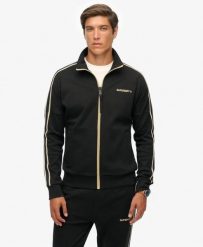 Superdry Tech Cult Loose Track Top - Luźna bluza sportowa, stójka na zamek. Czarne bluzy bez kaptura Superdry, uniwersalny, bez wzorów, z bawełny, bez kaptura. Za 377.35 zł.