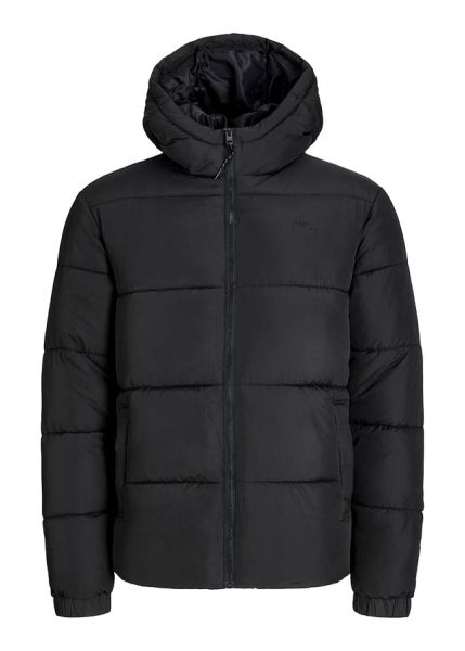 Kurtka puchowa JJ REBEL. Czarne kurtki bonprix, l, bez wzorów, z puchu, z kapturem. Za 169.99 zł.