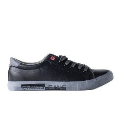 Czarno-szare męskie trampki Cross Jeans czarne. Czarne trampki m, bez wzorów, bez zapięcia. Za 134.95 zł.