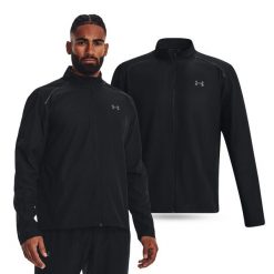 Kurtka sportowa męska Under Armour Launch Jacket z kapturem. Czarne kurtki przejściowe Under Armour, l, bez wzorów, z kapturem. Za 259.99 zł.
