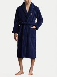 Polo Ralph Lauren Szlafrok 714899683009 Granatowy Regular Fit. Niebieskie szlafroki Polo Ralph Lauren, m, bez wzorów, z bawełny, bez ramiączek, bez kaptura. Za 659.99 zł.