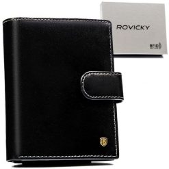 Portfel skórzany Rovicky D1072L-RVT czarny. Czarne portfele ROVICKY, bez wzorów, ze skóry. Za 74.00 zł.