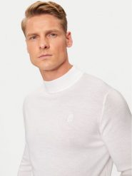 KARL LAGERFELD Golf 655002 544399 Biały Regular Fit. Białe golfy KARL LAGERFELD, m, bez wzorów, z wełny, bez kołnierzyka, bez ramiączek. Za 699.99 zł.