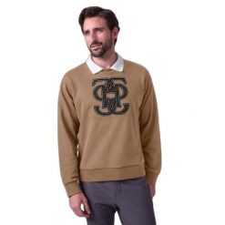 Bluza PS of Sweden Carl Monogram. Brązowe bluzy PS OF SWEDEN, bez wzorów, bez kaptura. Za 418.50 zł.