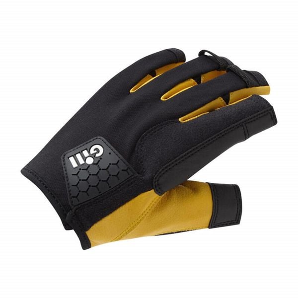 Rękawiczki żeglarskie Pro Gloves, krótkie palce, czarne. Czarne rękawiczki GILL, bez wzorów. Za 259.45 zł.