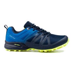 Buty trekkingowe DK niebieskie. Niebieskie trekkingi bez wzorów, bez zapięcia. Za 289.38 zł.