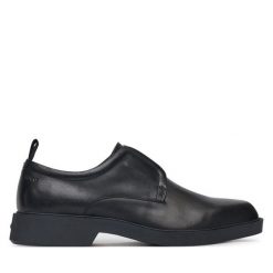 Półbuty HUGO. Czarne eleganckie półbuty Hugo, bez wzorów, bez obcasa, bez zapięcia. Za 579.99 zł.