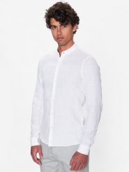 Calvin Klein Koszula K10K109511 Biały Slim Fit. Białe koszule CALVIN KLEIN, m, bez wzorów, ze lnu, bez kołnierzyka, bez ramiączek. Za 339.99 zł.