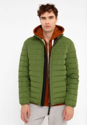 Pikowana kurtka z wypełnieniem Sorona J-BENZ. Zielone kurtki Volcano, m, bez wzorów, z dzianiny, bez kaptura. Za 319.99 zł.