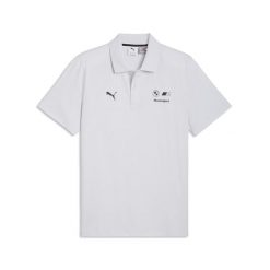 Męska koszulka polo BMW M MOTORSPORT Essentials PUMA. Szare koszulki polo Puma, l, bez wzorów, bez kołnierzyka, bez ramiączek, do biegania. Za 229.00 zł.