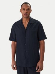 Emporio Armani Koszula EM000593 AF20590 UB102 Granatowy Regular Fit. Niebieskie koszule Emporio Armani, l, bez wzorów, ze lnu, bez kołnierzyka, bez ramiączek. Za 579.99 zł.