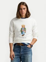 Polo Ralph Lauren Bluza 710953718004 Biały Regular Fit. Białe bluzy Polo Ralph Lauren, m, bez wzorów, z bawełny, bez kaptura. Za 589.99 zł.