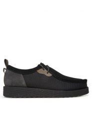 Clarks Półbuty Wallabee 26181387 Czarny. Czarne eleganckie półbuty Clarks, bez wzorów, ze skóry, bez obcasa, bez zapięcia. Za 389.99 zł.