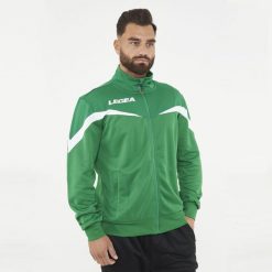 Kurtka Męska do Biegania Salvador Zielono-Biała. Białe kurtki Legea, m, bez wzorów, z bawełny, z kapturem. Za 72.00 zł.