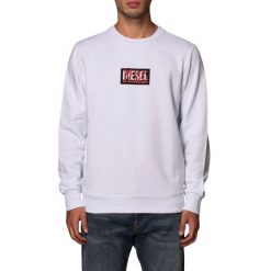 Bluza turystyczna męska sportowa Diesel Girk. Białe bluzy bez kaptura Diesel, m, bez wzorów, z bawełny, bez kaptura. Za 271.70 zł.