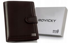 Portfel skórzany Rovicky PC-108L-BAR brązowy. Brązowe portfele ROVICKY, bez wzorów, ze skóry. Za 85.99 zł.