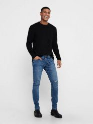 ONLY & SONS Sweter "Dan" w kolorze czarnym rozmiar: S. Czarne swetry nierozpinane Only & Sons, s, bez wzorów, z bawełny, bez kołnierzyka, bez ramiączek. Za 70.74 zł.