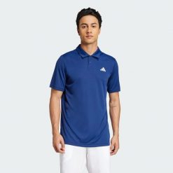 Koszulka Club Tennis Polo. Niebieskie koszulki polo sportowe Adidas, l, bez wzorów, z dzianiny, bez kołnierzyka, bez ramiączek, tenisowe. Za 179.00 zł.