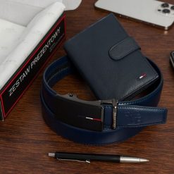 Zestaw prezentowy męski skórzany pasek portfel pudełko premium Beltimore Z51. Portfele bez wzorów. Za 100.99 zł.