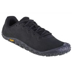 Męskie Buty Skórzane Vapor Glove 6. Czarne buty trekkingowe Merrell, bez wzorów, bez zapięcia. Za 710.99 zł.