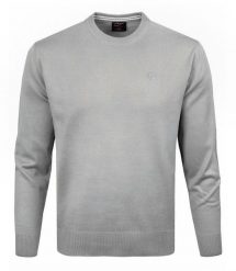 Klasyczny Wełniany Sweter, Okrągły Dekolt (U-Neck) - Pako Jeans - Popielaty. Szare swetry rozpinane Pako Jeans, m, bez wzorów, z jeansu, bez kołnierzyka, bez ramiączek. Za 169.00 zł.