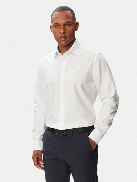KARL LAGERFELD Koszula 605192 561784 Biały Modern Fit. Białe koszule KARL LAGERFELD, m, bez wzorów, z bawełny, bez kołnierzyka, bez ramiączek. Za 479.99 zł.