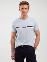 Koszulka męska z nadrukiem niebieska Lexor 400. Niebieskie t-shirty BIG STAR, l, bez wzorów, z dzianiny, bez kołnierzyka, bez ramiączek. Za 99.99 zł.