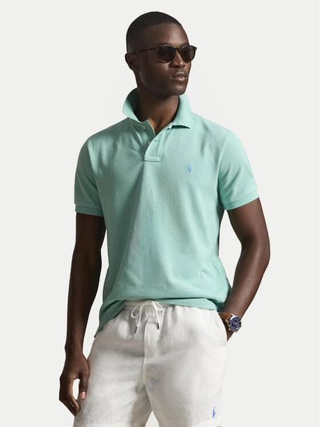 Polo Ralph Lauren Polo 710536856503 Zielony jasny Slim Fit. Zielone koszulki polo Polo Ralph Lauren, m, bez wzorów, z bawełny, bez kołnierzyka, bez ramiączek. Za 594.99 zł.