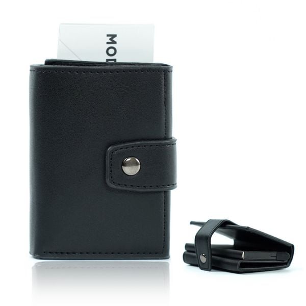 Portfel męski zapinany SW38 BLACK. Czarne portfele bez wzorów. Za 39.89 zł.