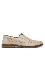 Rieker Półbuty 13459-60 Beżowy. Brązowe eleganckie półbuty Rieker, bez wzorów, ze skóry, bez obcasa, bez zapięcia. Za 369.99 zł.