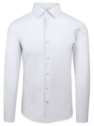 Elegancka Koszula Męska - Victorio - Biała. Białe koszule Victorio, m, bez wzorów, z bawełny, bez kołnierzyka, bez ramiączek. Za 149.00 zł.