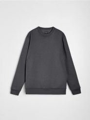 Bluza crewneck z domieszką bawełny - szary. Szare bluzy bez kaptura Sinsay, l, bez wzorów, z bawełny, bez kaptura. W wyprzedaży za 24.99 zł.