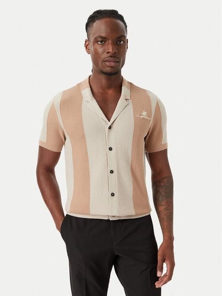 Beverly Hills Polo Club Koszula M7613-HR Beżowy ciemny Regular Fit. Brązowe koszule Beverly Hills Polo Club, m, bez wzorów, z bawełny, bez kołnierzyka, bez ramiączek. Za 213.99 zł.