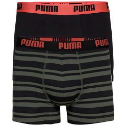 Bokserki męskie Puma Heritage Stripe 2-pack Army Green S. Brązowe bokserki Puma, m, bez wzorów, z bawełny. Za 157.99 zł.