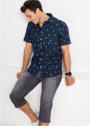 Koszula z krótkim rękawem, z czystej bawełny. Niebieskie koszule bonprix, l, bez wzorów, z bawełny, bez kołnierzyka, bez ramiączek. Za 84.99 zł.