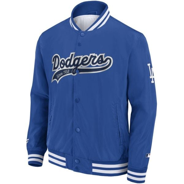 Kurtka Los Angeles Dodgers. Niebieskie kurtki FANATICS, bez wzorów, bez kaptura. W wyprzedaży za 395.50 zł.