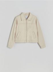 Kurtka jeansowa - złamana biel. Kurtki Reserved, l, bez wzorów, z denimu, bez kaptura. W wyprzedaży za 59.99 zł.